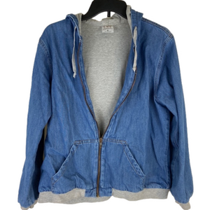 Vintage Y2K Lined Hooded Denim Jacket CMC Color Me Cotton Medium 90s Old School